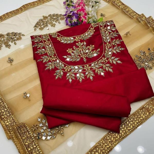 3 Pcs Women's Unstitched Embroidered Suit