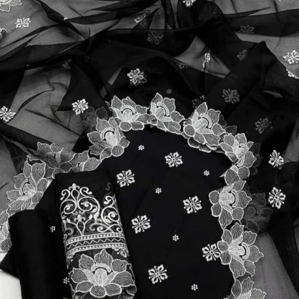 3 Pcs Women's Unstitched Embroidered Suit