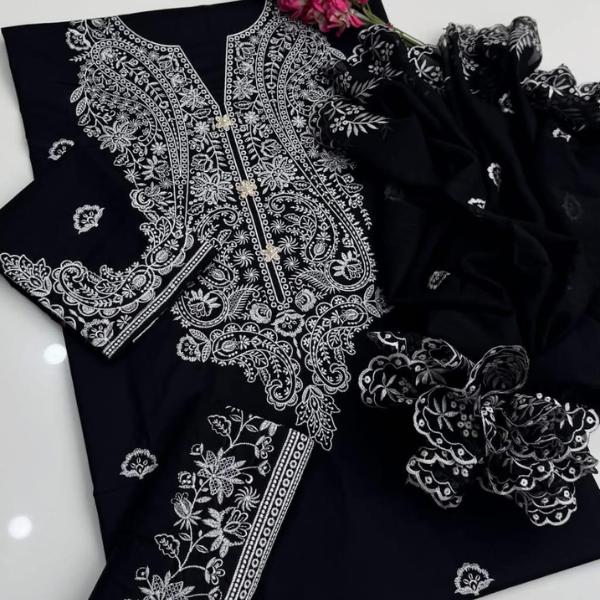 3 Pcs Women's Unstitched Embroidered Suit