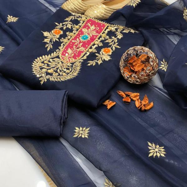 3 Pcs Women's Unstitched Embroidered Suit