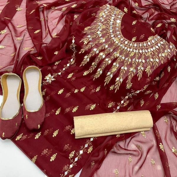 3 Pcs Women's Unstitched Embroidered Suit