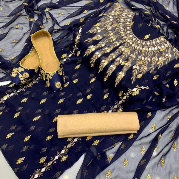 3 Pcs Women's Unstitched Embroidered Suit