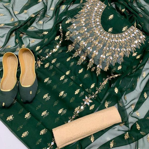 3 Pcs Women's Unstitched Embroidered Suit