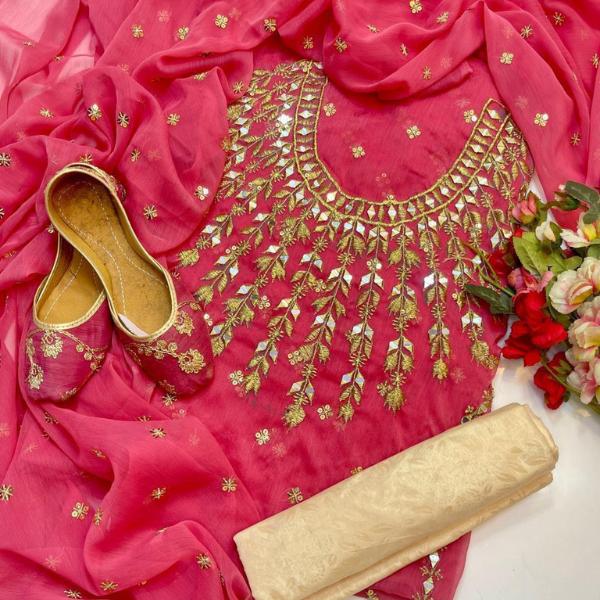 3 Pcs Women's Unstitched Embroidered Suit