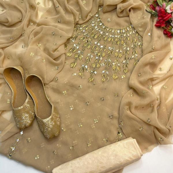 3 Pcs Women's Unstitched Embroidered Suit