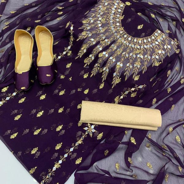 3 Pcs Women's Unstitched Embroidered Suit