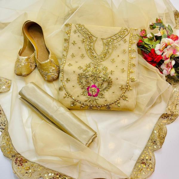 3 Pcs Women's Unstitched Embroidered Suit