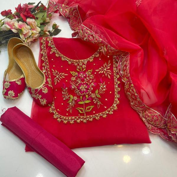 3 Pcs Women's Unstitched Embroidered Suit