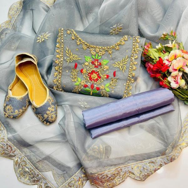 3 Pcs Women's Unstitched Embroidered Suit