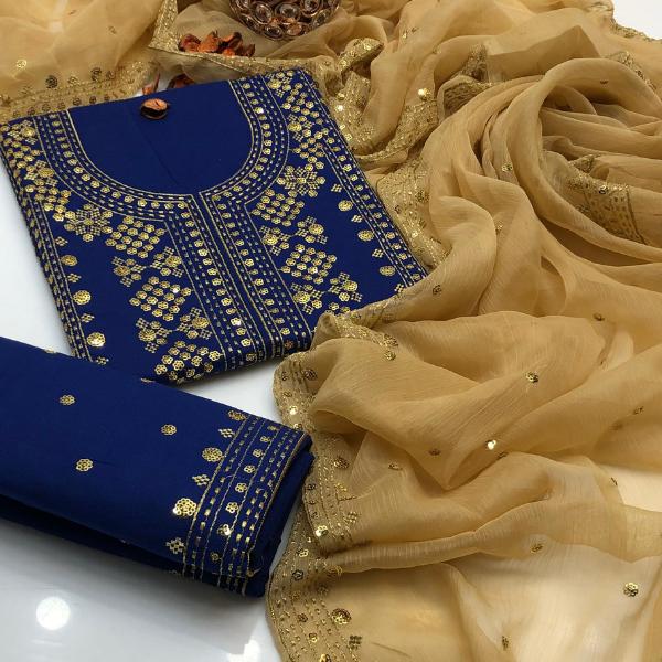 3 Pcs Women's Unstitched Embroidered Suit