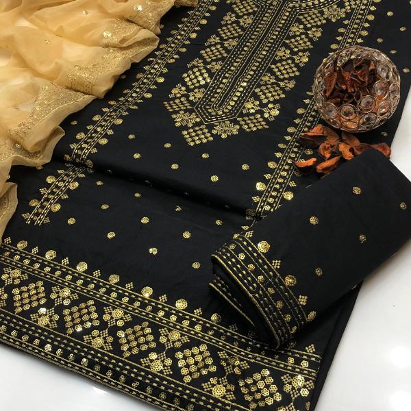 3 Pcs Women's Unstitched Embroidered Suit