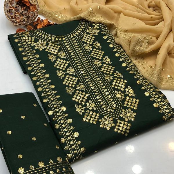 3 Pcs Women's Unstitched Embroidered Suit