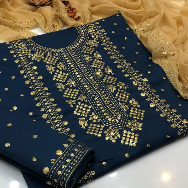 3 Pcs Women's Unstitched Embroidered Suit