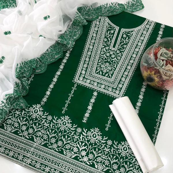 3 Pcs Women's Unstitched Embroidered Suit