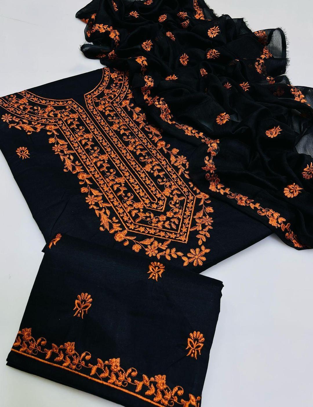 3 Pcs Women's Unstitched Embroidered Suit