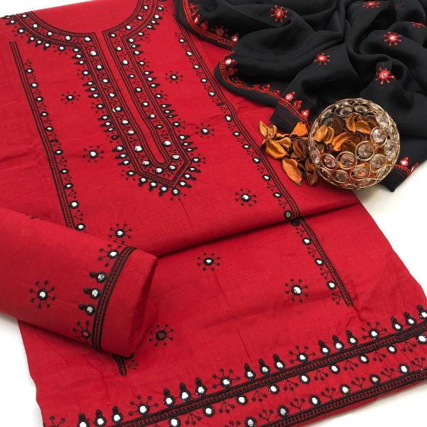 3 Pcs Women's Unstitched Embroidered Suit