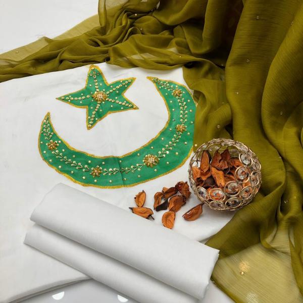 3 Pcs Women's Unstitched Embroidered Suit