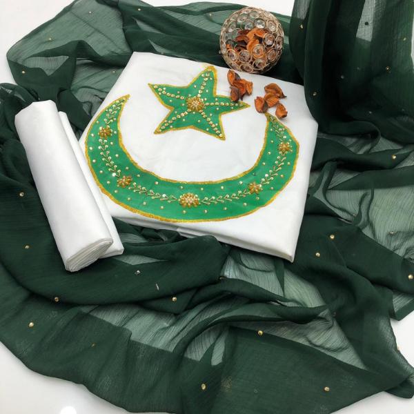 3 Pcs Women's Unstitched Embroidered Suit