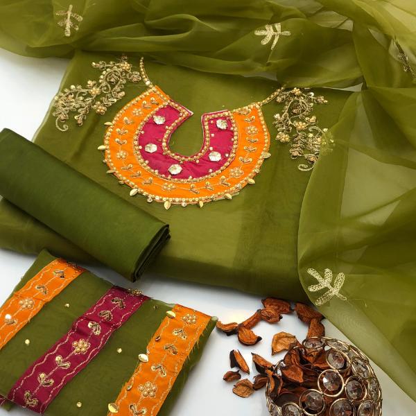 3 Pcs Women's Unstitched Embroidered Suit