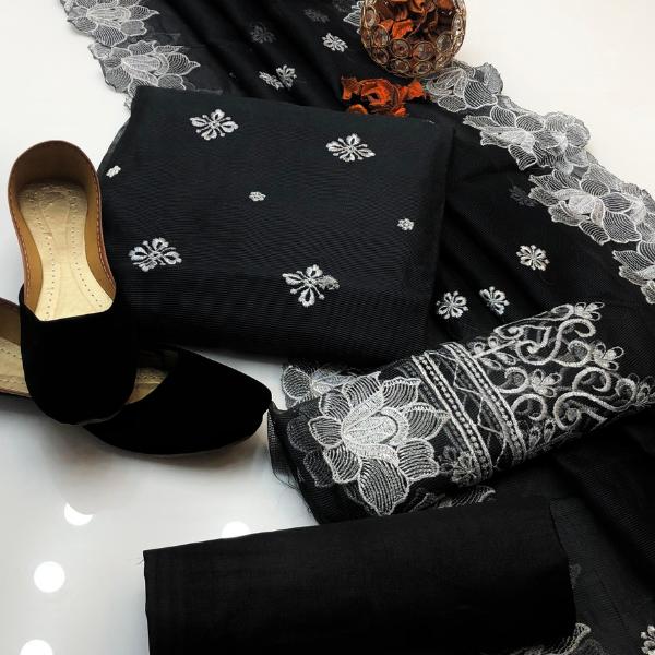 3 Pcs Women's Unstitched Embroidered Suit