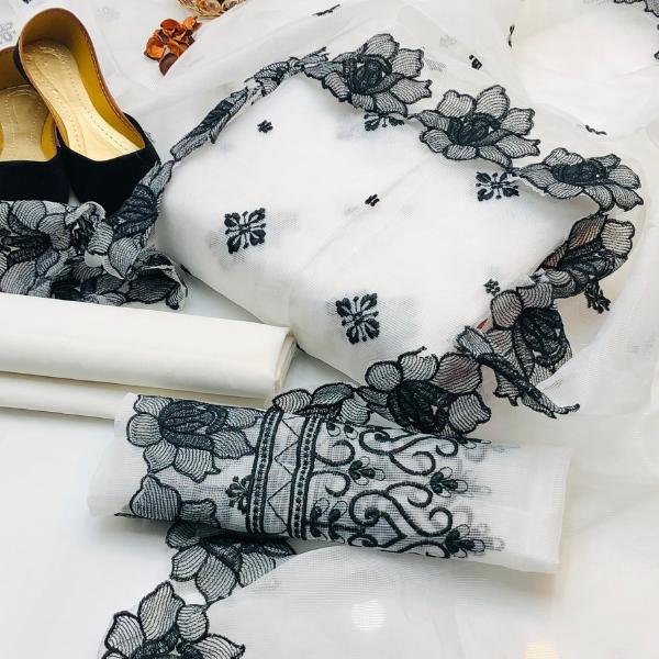3 Pcs Women's Unstitched Embroidered Suit