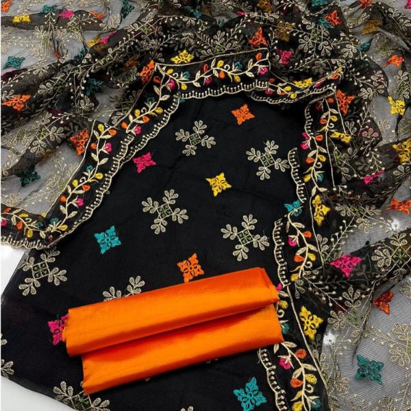 3 Pcs Women's Unstitched Embroidered Suit