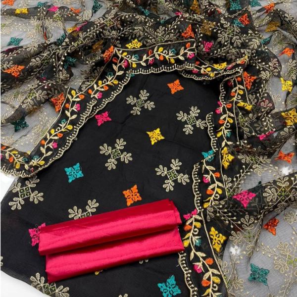3 Pcs Women's Unstitched Embroidered Suit