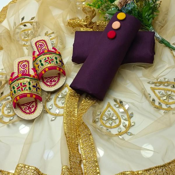 3 Pcs Women's Unstitched Plain Suit