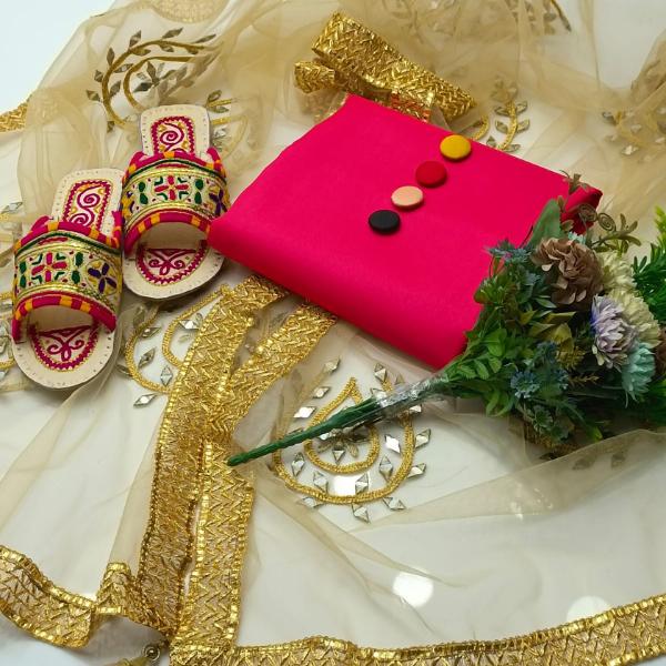 3 Pcs Women's Unstitched Plain Suit