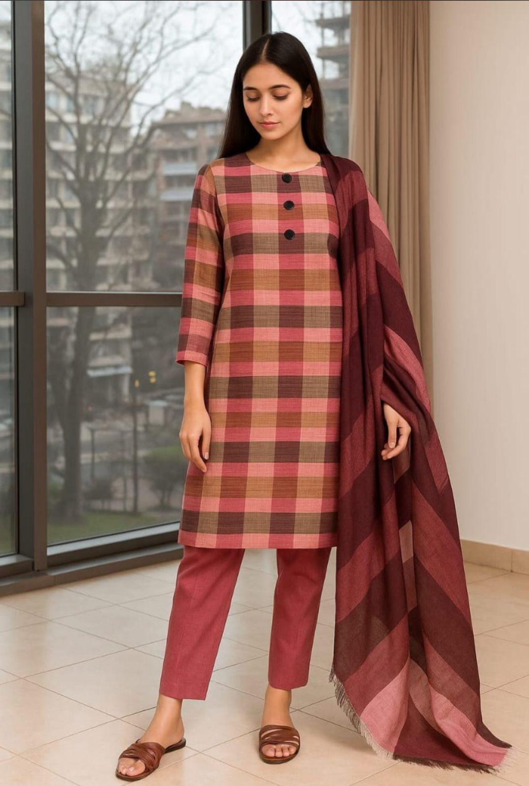 3 Pcs Women's Unstitched Embroidered Suit