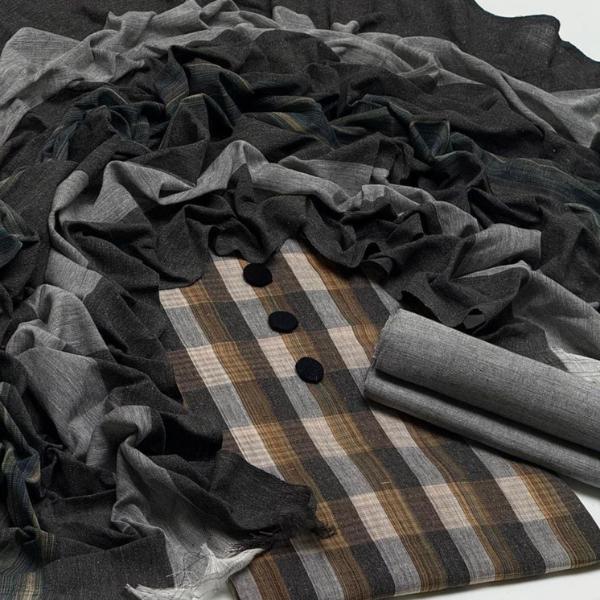 3 Pcs Women's Unstitched Embroidered Suit