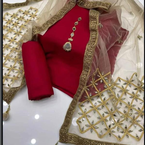 3 Pcs Women's Unstitched Plain Suit