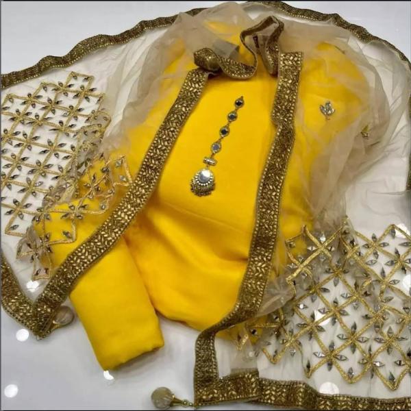 3 Pcs Women's Unstitched Plain Suit