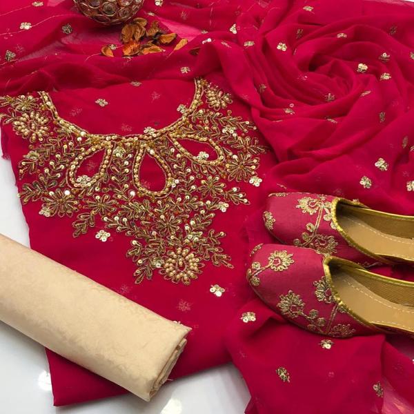 3 Pcs Women's Unstitched Embroidered Suit