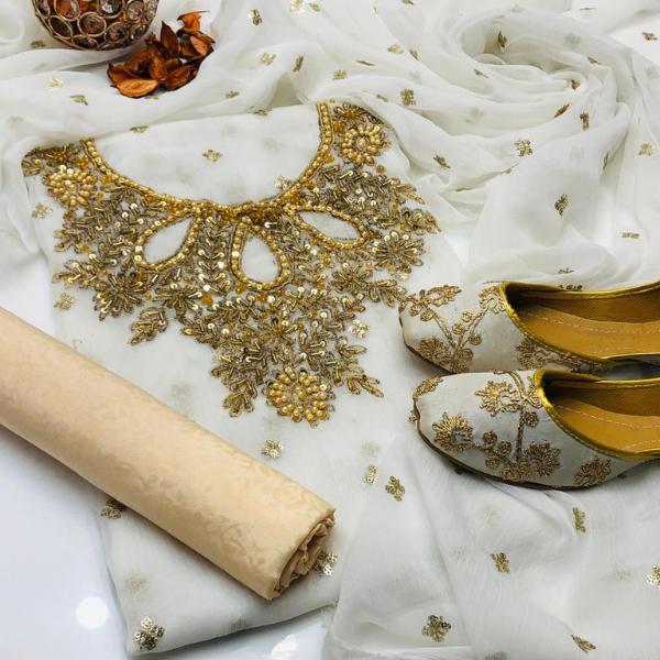 3 Pcs Women's Unstitched Embroidered Suit