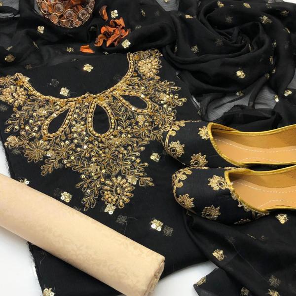 3 Pcs Women's Unstitched Embroidered Suit