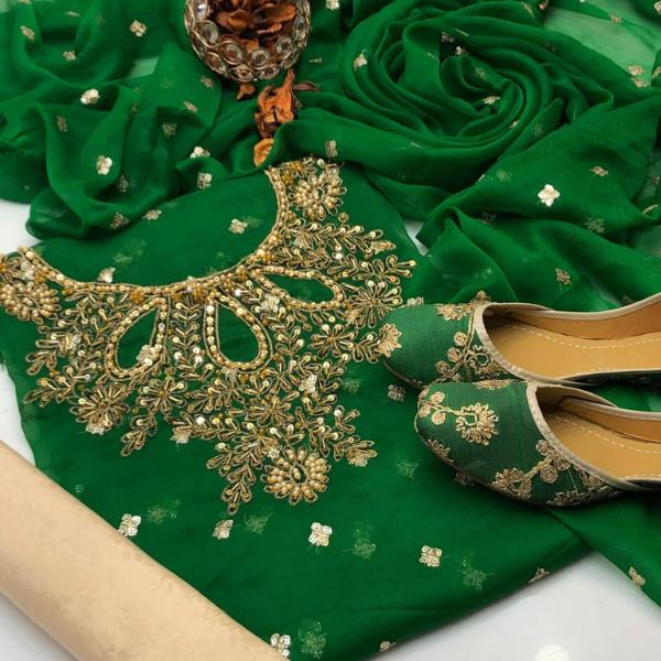 3 Pcs Women's Unstitched Embroidered Suit