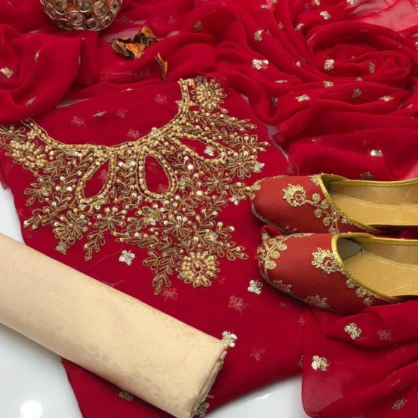 3 Pcs Women's Unstitched Embroidered Suit