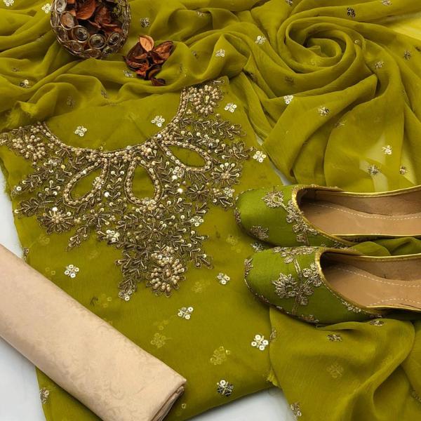 3 Pcs Women's Unstitched Embroidered Suit