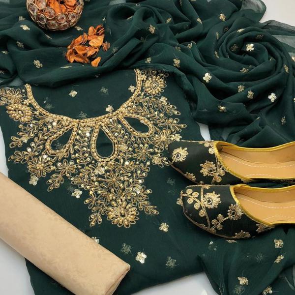 3 Pcs Women's Unstitched Embroidered Suit