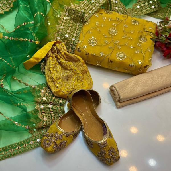 3 Pcs Women's Unstitched Embroidered Suit