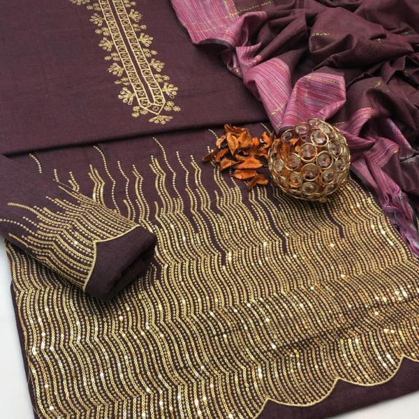 3 Pcs Women's Unstitched Embroidered Suit