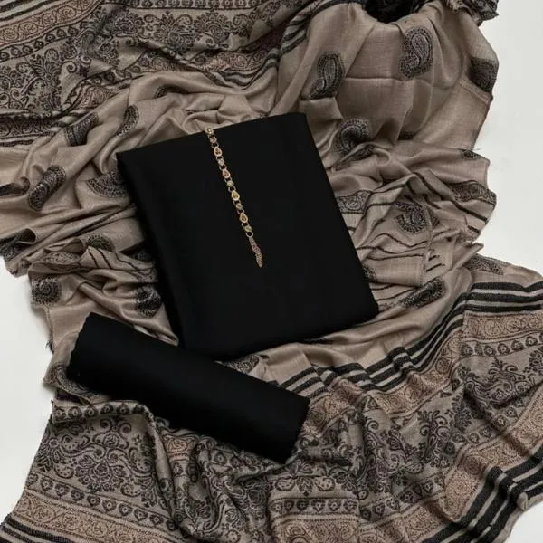 3 Pcs Women's Unstitched Plain Suit