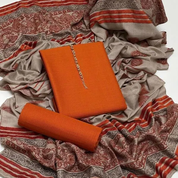 3 Pcs Women's Unstitched Plain Suit