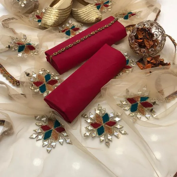 3 Pcs Women's Unstitched Plain Suit