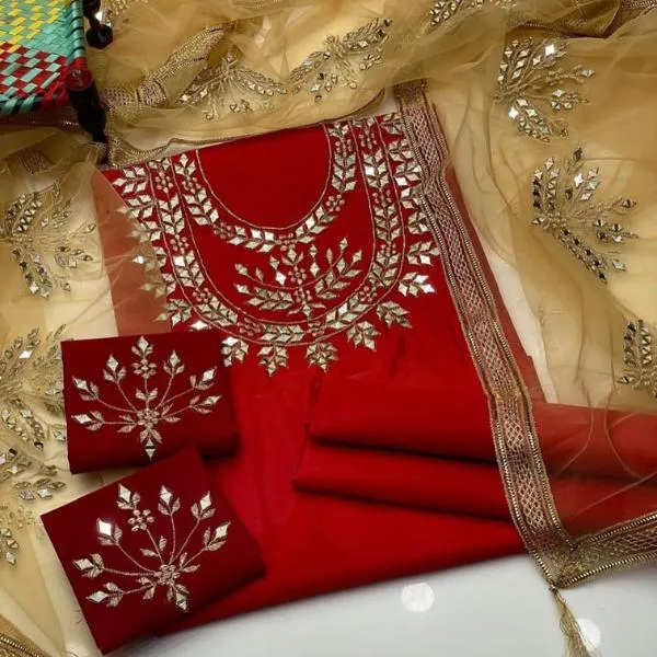 3 Pcs Women's Unstitched Embroidered Suit