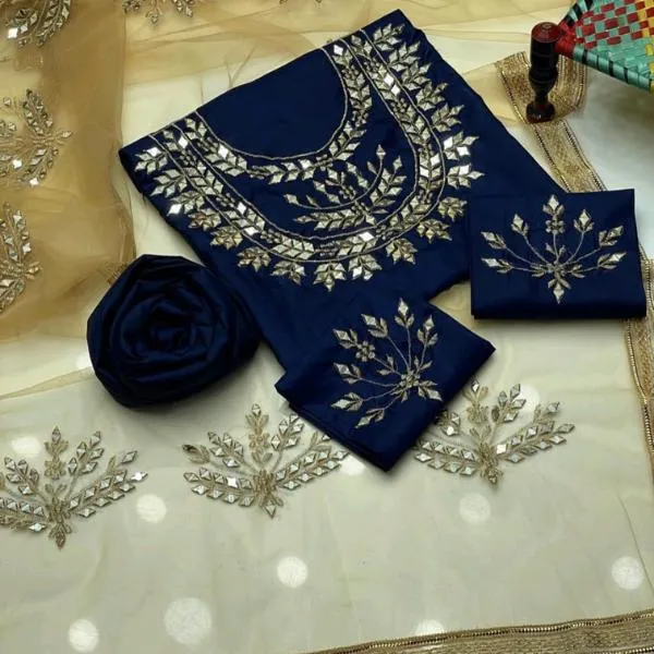 3 Pcs Women's Unstitched Embroidered Suit