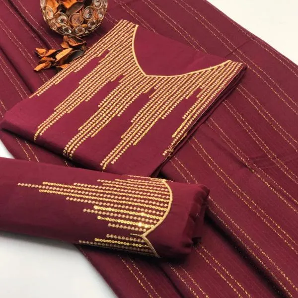 3 Pcs Women's Unstitched Embroidered Suit