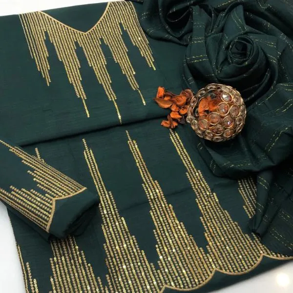 3 Pcs Women's Unstitched Embroidered Suit