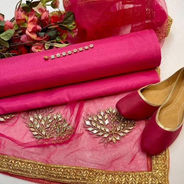 3 Pcs Women's Unstitched Plain Suit